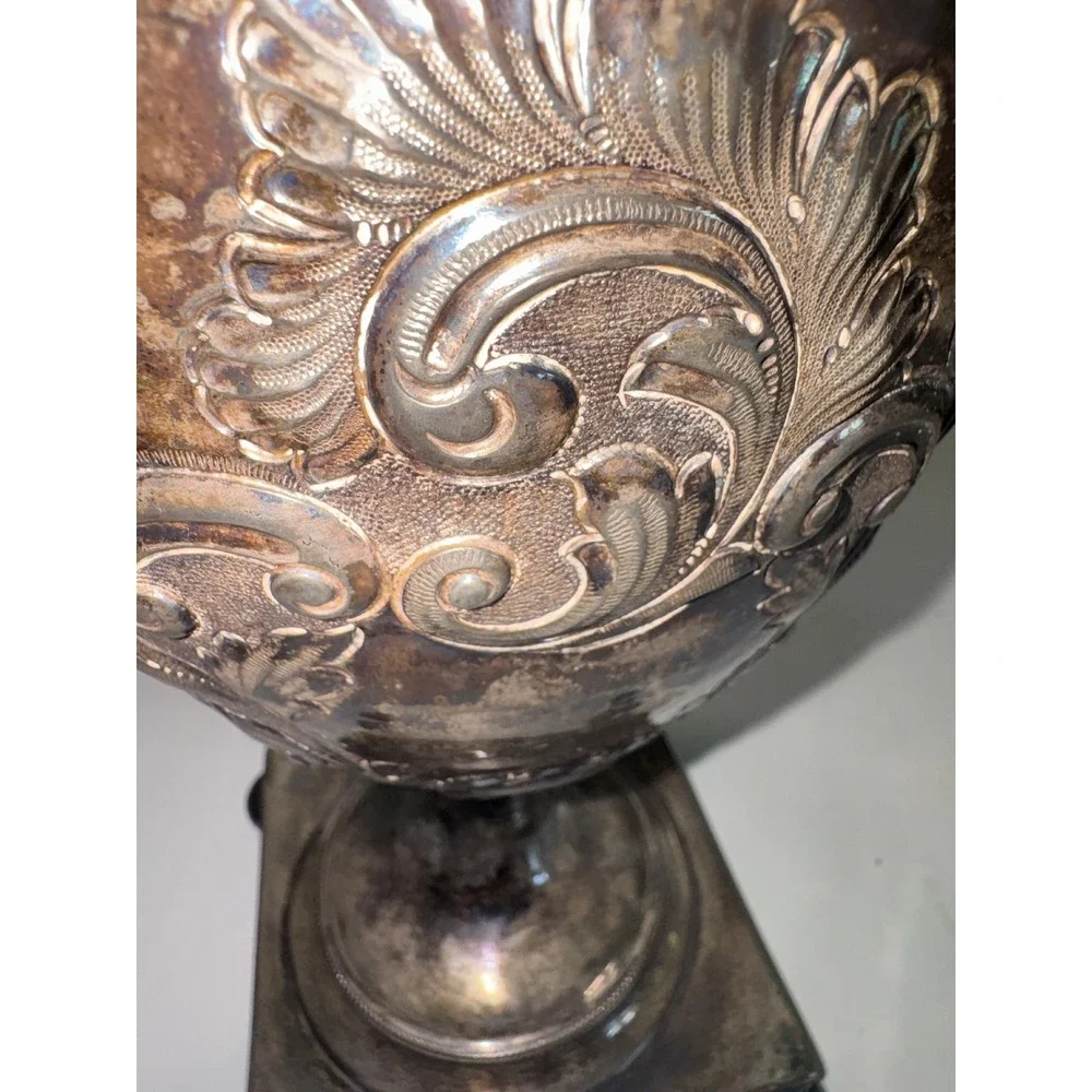 Antique Victorian Silverplate Samovar Tea Urn Repousse Dolphin Detail Silver